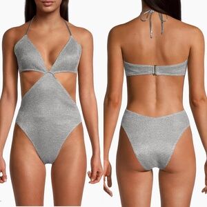 ramy brook Corina silver cutout monokini one piece